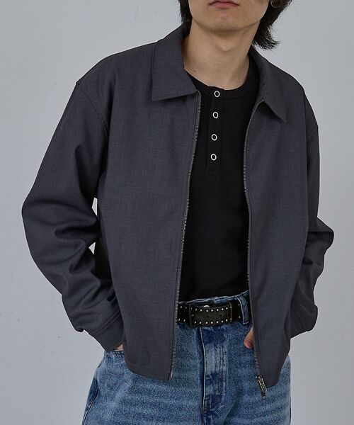 ABAHOUSE / アバハウス ブルゾン | 【AH ABAHOUSE】クロップド ダブルジップアップブルゾン(チャコールグレー)