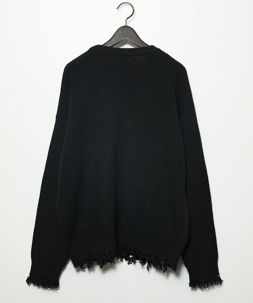 ABAHOUSE / アバハウス ニット・セーター | 【AH ABAHOUSE】畦編み ダメージ クルーネックニット プルオーバー | 詳細4