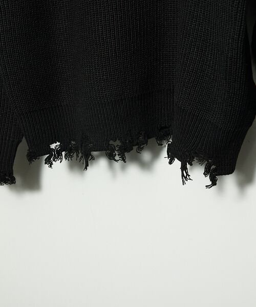 ABAHOUSE / アバハウス ニット・セーター | 【AH ABAHOUSE】畦編み ダメージ クルーネックニット プルオーバー | 詳細7