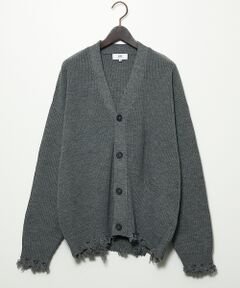 ABAHOUSE / アバハウス カーディガン・ボレロ | 【AH ABAHOUSE】畦編み ダメージニットカーディガン