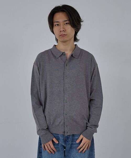 ABAHOUSE/アバハウス 【AH ABAHOUSE】カシミヤタッチ ニットシャツカーディガン グレー 44 ABAHOUSE/アバハウス 【AH ABAHOUSE】カシミヤタッチ ニットシャツカーディガン グレー 44