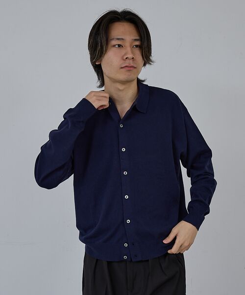 ABAHOUSE/アバハウス 【AH ABAHOUSE】カシミヤタッチ ニットシャツカーディガン ネイビー 48 ABAHOUSE/アバハウス 【AH ABAHOUSE】カシミヤタッチ ニットシャツカーディガン ネイビー 48