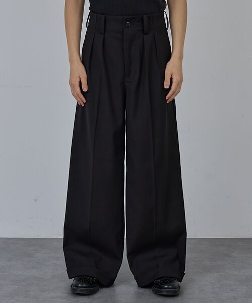 ABAHOUSE/アバハウス 【AH ABAHOUSE】2タック ワイドストレートスラックス / セットアップ ブラック 42 ABAHOUSE/アバハウス 【AH ABAHOUSE】2タック ワイドストレートスラックス / セットアップ ブラック 42