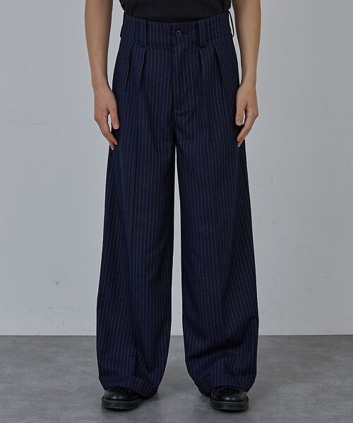 ABAHOUSE/アバハウス 【AH ABAHOUSE】2タック ワイドストレートスラックス / セットアップ ブルー系その他1 42 ABAHOUSE/アバハウス 【AH ABAHOUSE】2タック ワイドストレートスラックス / セットアップ ブルー系その他1 42