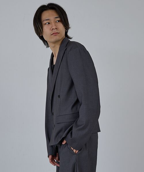 ABAHOUSE/アバハウス 【AH ABAHOUSE】クロップド ダブルテーラードジャケット / セットアッ チャコールグレー 44 ABAHOUSE/アバハウス 【AH ABAHOUSE】クロップド ダブルテーラードジャケット / セットアッ チャコールグレー 44