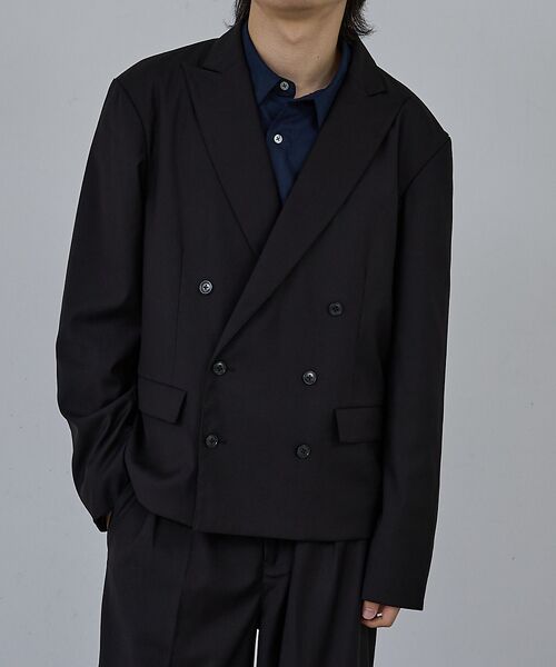 ABAHOUSE / アバハウス テーラードジャケット | 【AH ABAHOUSE】クロップド ダブルテーラードジャケット / セットアッ(ブラック)