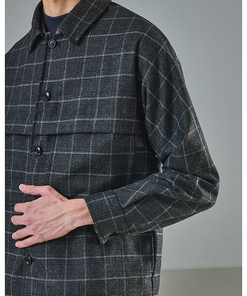 ABAHOUSE / アバハウス ブルゾン | 【セットアップ対応】ウールライク チェック CPOシャツブルゾン / ボックスシ | 詳細5