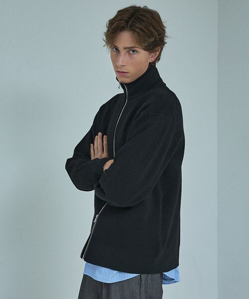 ABAHOUSE / アバハウス ニット・セーター | 12ゲージ 畦編み ドライバーズニット / ダブルジップ | 詳細14
