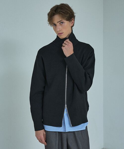 ABAHOUSE/アバハウス 12ゲージ 畦編み ドライバーズニット / ダブルジップ【予約】 ブラック 46 ABAHOUSE/アバハウス 12ゲージ 畦編み ドライバーズニット / ダブルジップ【予約】 ブラック 46
