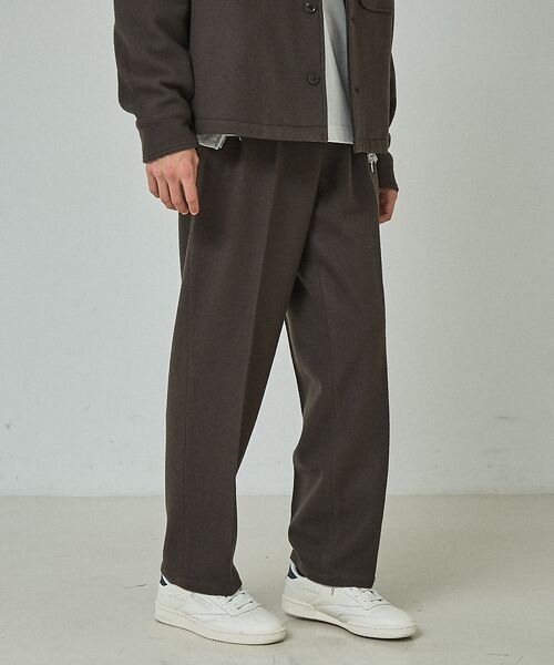 ABAHOUSE / アバハウス パンツ | 【セットアップ対応】ウールミルド ボリュームタック ワイドスラックス（グレー）