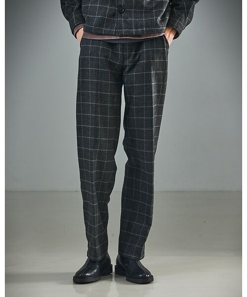 ABAHOUSE / アバハウス パンツ | 【セットアップ対応】ウールライク チェック ボリュームタック ワイドスラックス | 詳細8