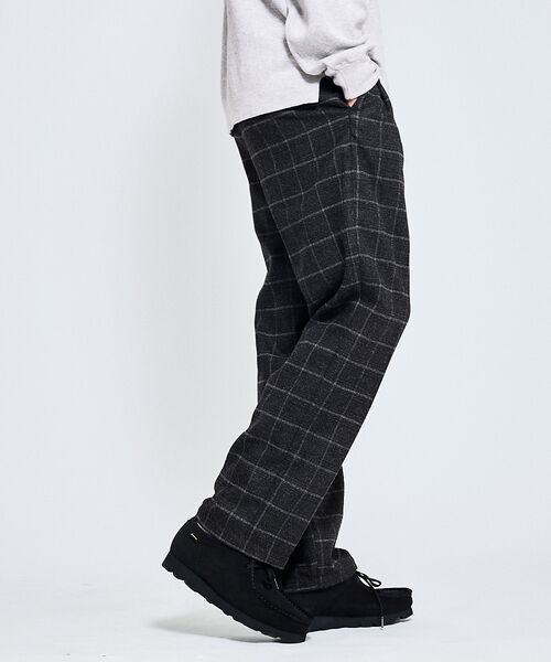 ABAHOUSE / アバハウス パンツ | 【セットアップ対応】ウールライク チェック ボリュームタック ワイドスラックス | 詳細9