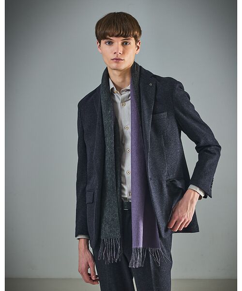 ABAHOUSE / アバハウス マフラー・ショール・スヌード・ストール | ウール×カシミヤ リバーシブル マフラー / ON・OFF兼用 | 詳細2