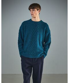 ABAHOUSE / アバハウス ニット・セーター | WOOL MIX メランジシャギー アランニット【予約】