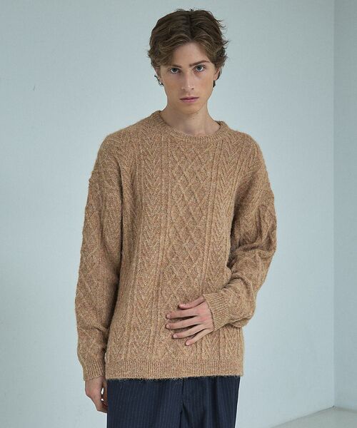 ABAHOUSE / アバハウス ニット・セーター | WOOL MIX メランジシャギー アランニット【予約】 | 詳細6