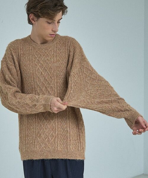 ABAHOUSE / アバハウス ニット・セーター | WOOL MIX メランジシャギー アランニット | 詳細9