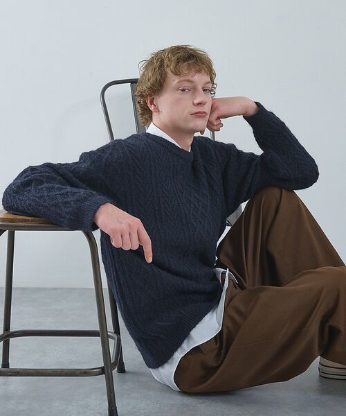 ABAHOUSE / アバハウス ニット・セーター | WOOL MIX メランジシャギー アランニット | 詳細25