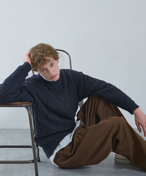 ABAHOUSE / アバハウス ニット・セーター | WOOL MIX メランジシャギー アランニット | 詳細26