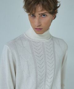ABAHOUSE / アバハウス ニット・セーター | Pure Merino ハイゲージ タートルネックニット / ケーブルニット
