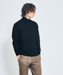 ABAHOUSE / アバハウス ニット・セーター | Pure Merino ハイゲージ タートルネックニット / ケーブルニット