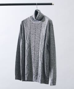 ABAHOUSE / アバハウス ニット・セーター | Pure Merino ハイゲージ タートルネックニット / ケーブルニット