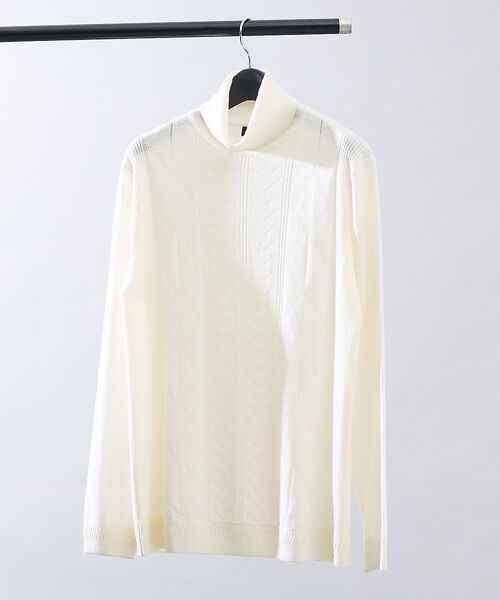 ABAHOUSE / アバハウス ニット・セーター | Pure Merino ハイゲージ タートルネックニット / ケーブルニット | 詳細2