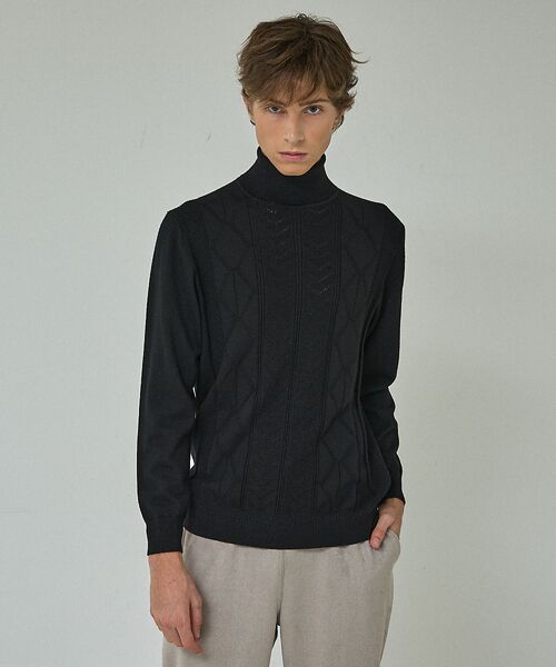 ABAHOUSE / アバハウス ニット・セーター | Pure Merino ハイゲージ タートルネックニット / ケーブルニット | 詳細18