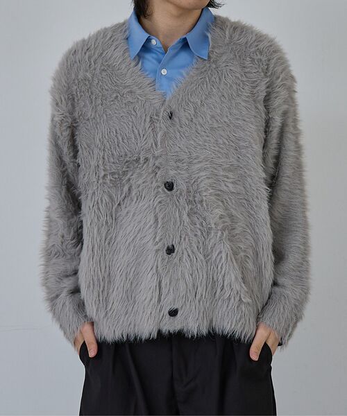 ABAHOUSE / アバハウス カーディガン・ボレロ | 【AH ABAHOUSE】ロングシャギー ニットカーディガン(グレー)