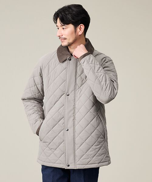 ABAHOUSE / アバハウス ブルゾン | 【コーデュロイ襟】ラグラン 中綿キルティング ジャケット(モカ)