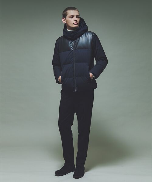 ABAHOUSE / アバハウス ダウンジャケット・ベスト | 【700FP】レザーライクコンビ ダウンジャケット | 詳細1