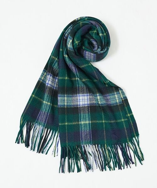 ABAHOUSE / アバハウス マフラー・ショール・スヌード・ストール | 【カシミヤ100％】チェック柄 マフラー 60×160（グリーン系その他1）