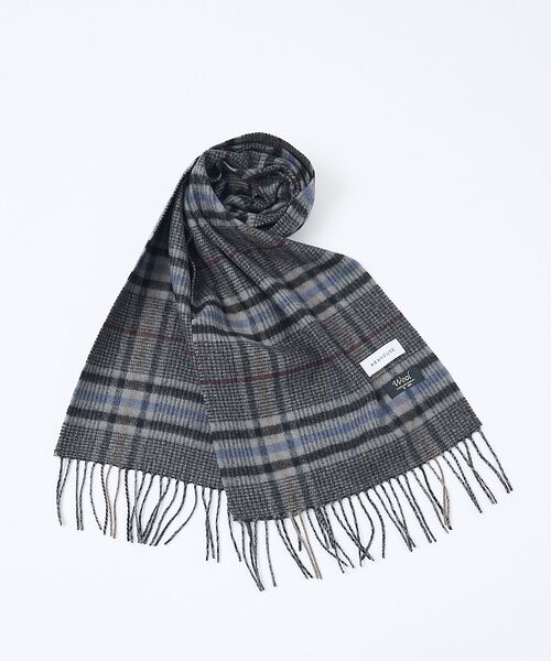 ABAHOUSE / アバハウス マフラー・ショール・スヌード・ストール | チェック＆ストライプ　ウールマフラー（グレー）
