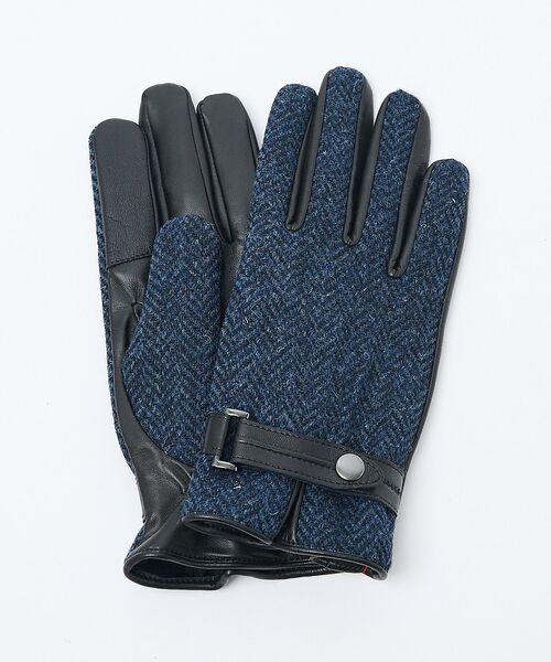 ABAHOUSE / アバハウス 手袋 | Harris Tweed ベルト付きグローブ / タッチパネル対応（ブルー系その他1）