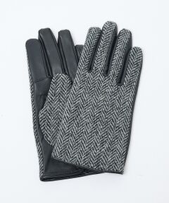 ABAHOUSE / アバハウス 手袋 | 【HarrisTweed】 ラムレザー×ツイード コンビ グローブ / タッチパ