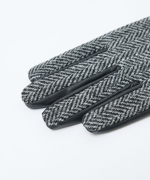 ABAHOUSE / アバハウス 手袋 | 【HarrisTweed】 ラムレザー×ツイード コンビ グローブ / タッチパ | 詳細3