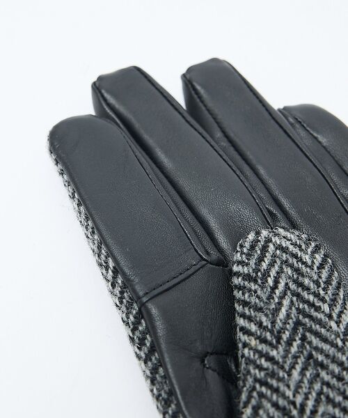 ABAHOUSE / アバハウス 手袋 | 【HarrisTweed】 ラムレザー×ツイード コンビ グローブ / タッチパ | 詳細4