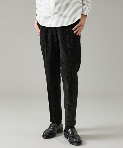 ABAHOUSE / アバハウス パンツ | 【セットアップ対応】シャーリング コーデュロイ イージースラックス(ブラック)