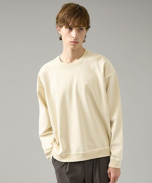 ABAHOUSE / アバハウス Tシャツ | 【スウェットライク】フェード ポンチ クルーネック プルオーバー【予約】（アイボリー）