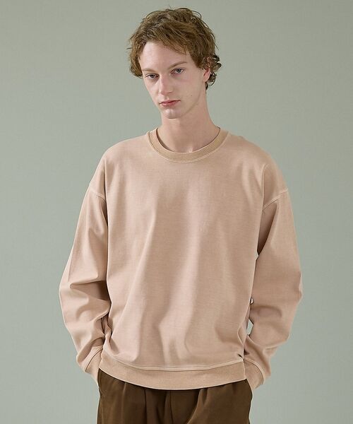 ABAHOUSE / アバハウス Tシャツ | 【スウェットライク】フェード ポンチ クルーネック プルオーバー【予約】（ピンク）