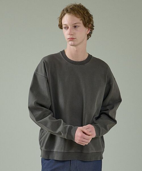 ABAHOUSE / アバハウス Tシャツ | 【スウェットライク】フェード ポンチ クルーネック プルオーバー【予約】（チャコールグレー）