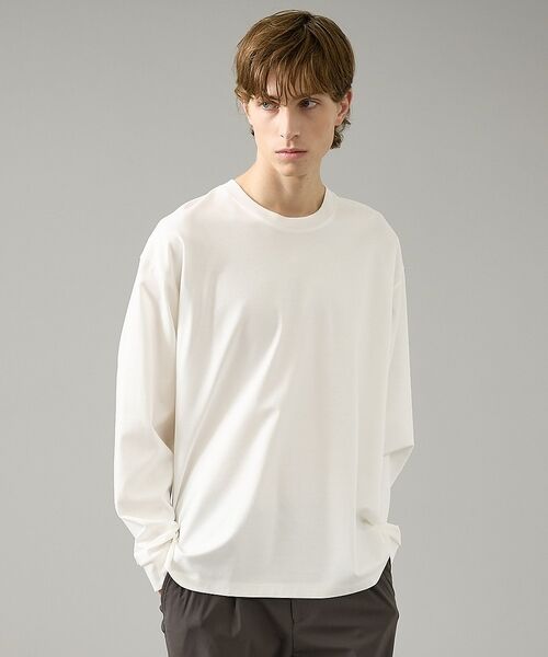 ABAHOUSE / アバハウス Tシャツ | コットンポンチ モダンフィット ロンT / オーバーサイズ【予約】（ホワイト）