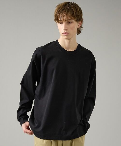 ABAHOUSE / アバハウス Tシャツ | コットンポンチ モダンフィット ロンT / オーバーサイズ【予約】（ブラック）