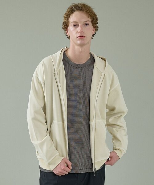 ABAHOUSE / アバハウス パーカー | 【スウェットライク】フェード ポンチ　ダブルZIPパーカー【予約】（アイボリー）