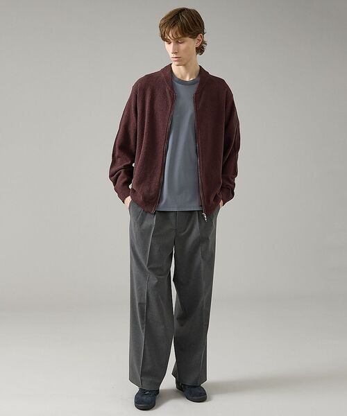 ABAHOUSE / アバハウス ブルゾン | コットンブークレー ダブルZIP ニットブルゾン / クルーカーディガン【予約】 | 詳細1
