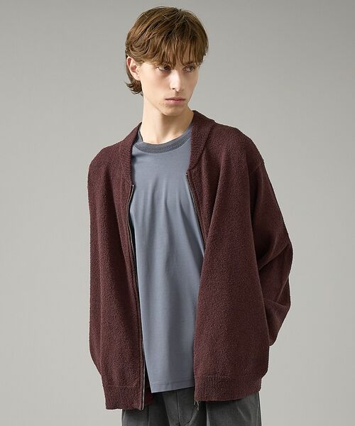 ABAHOUSE / アバハウス ブルゾン | コットンブークレー ダブルZIP ニットブルゾン / クルーカーディガン【予約】 | 詳細7