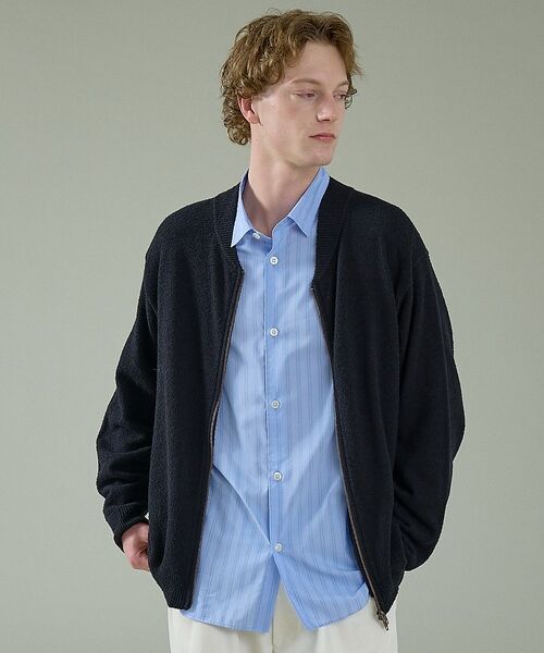 ABAHOUSE / アバハウス ブルゾン | コットンブークレー ダブルZIP ニットブルゾン / クルーカーディガン【予約】 | 詳細10