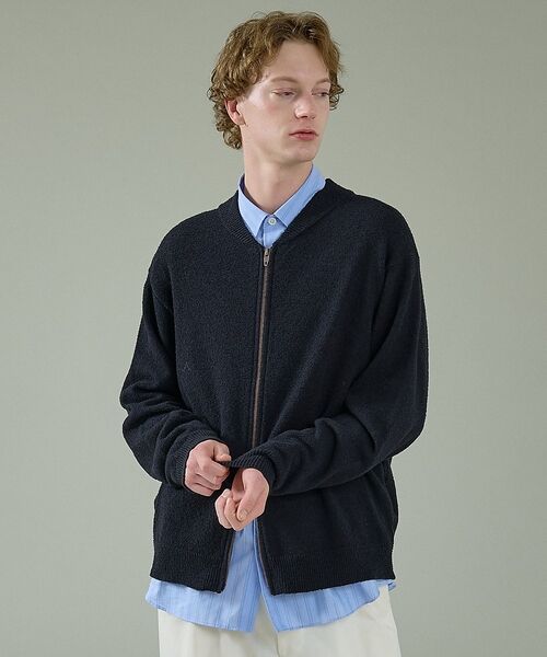ABAHOUSE / アバハウス ブルゾン | コットンブークレー ダブルZIP ニットブルゾン / クルーカーディガン【予約】 | 詳細12