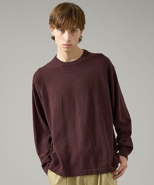 ABAHOUSE / アバハウス ニット・セーター | コットンブークレー クルーネックニット【予約】（ブラウン）