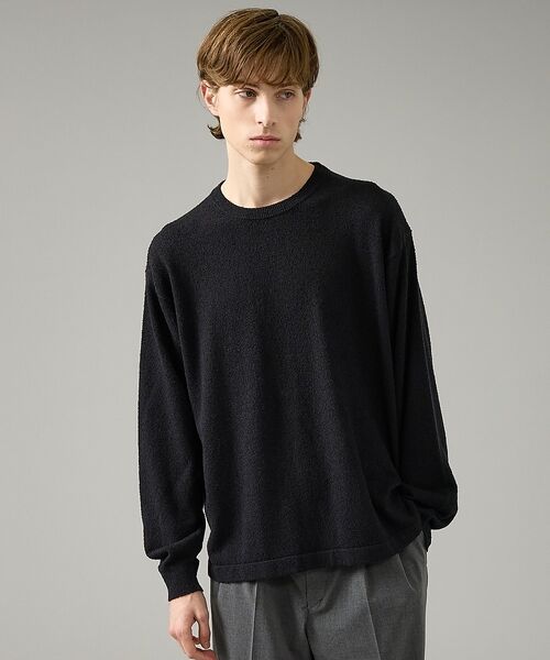 ABAHOUSE / アバハウス ニット・セーター | コットンブークレー クルーネックニット【予約】（ブラック）
