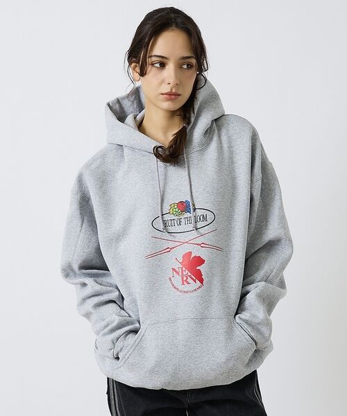 ABAHOUSE / アバハウス パーカー | 【FRUIT OF THE LOOM】FTL×EVA ロゴプリントフーディー /（ライトグレー）